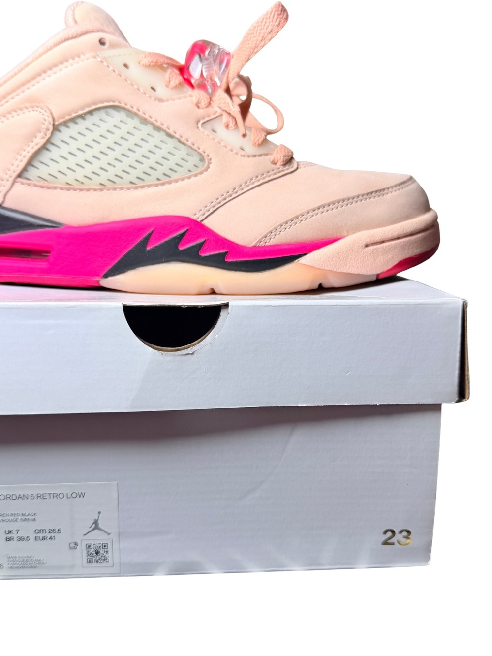 Jordan Women’s Low-Top Sneakers in Peach and Hot Pink